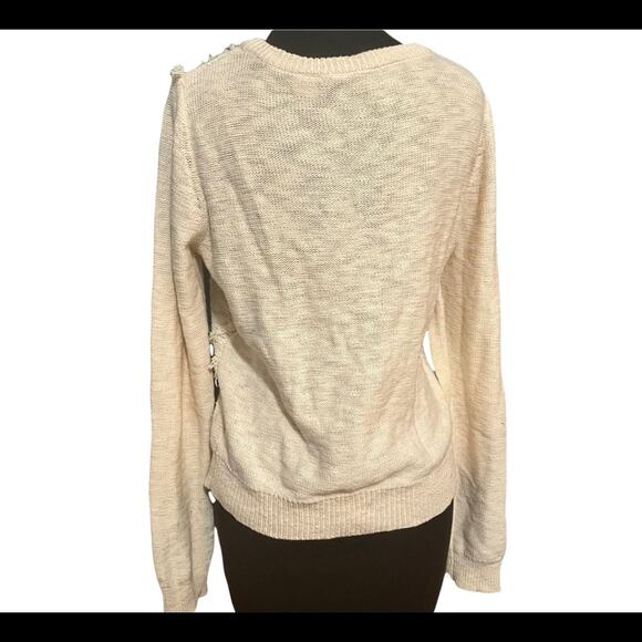 Anthropologie Moth 3D Boho Chic Neutral Cotton Wool Angora Blend Sweater - Picture 4 of 5